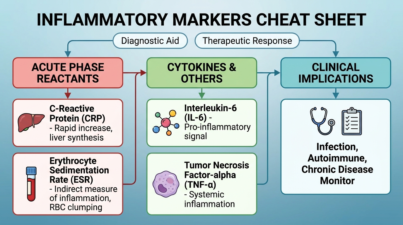 ** Cheat Sheet Diagram showing How to Read Your Inflammatory Markers for autoimmune symptoms including CRP and ESR Normal vs. Elevated Ranges