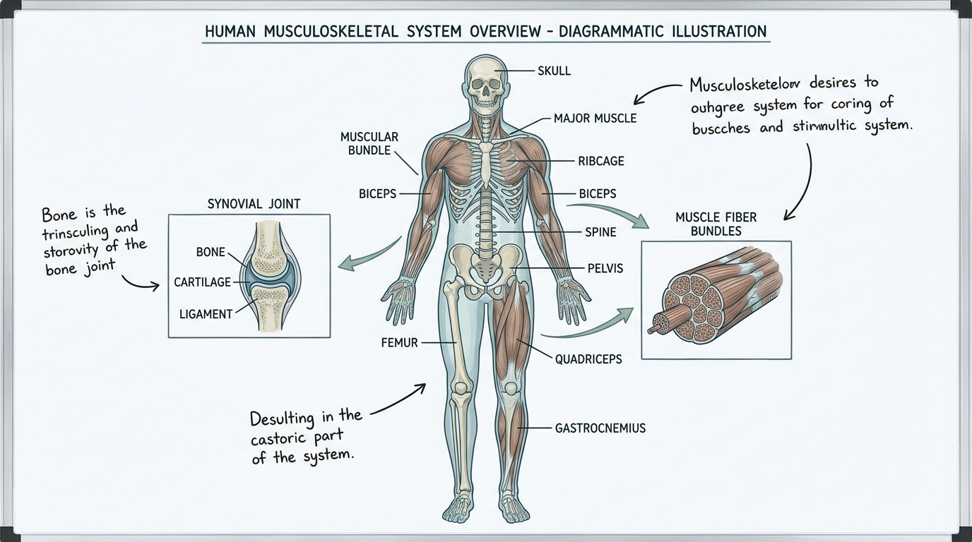** Diagram of the human musculoskeletal system highlighting bones