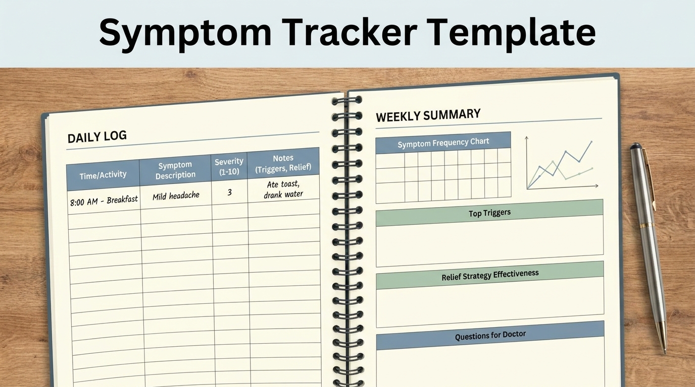 ** Downloadable PDF Template preview for Autoimmune Symptom Tracker and Flare Log